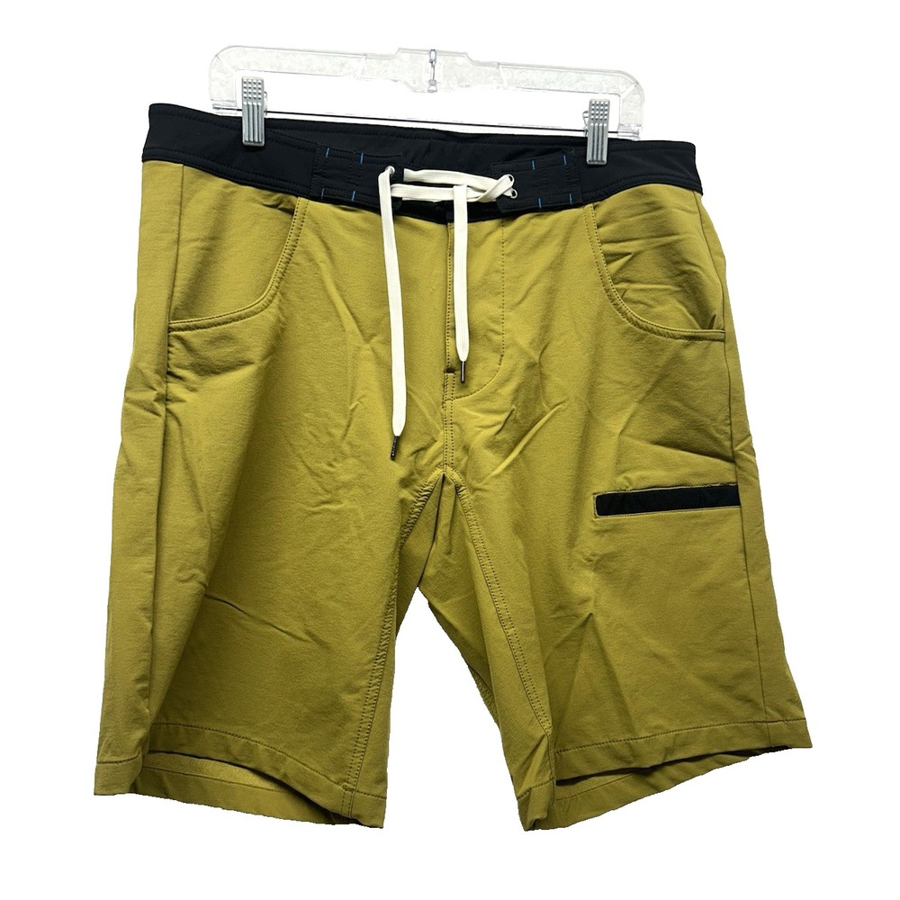 Kavu Men's Large Nylon Blend Drawstring Yellow/Green Board Shorts (D5)